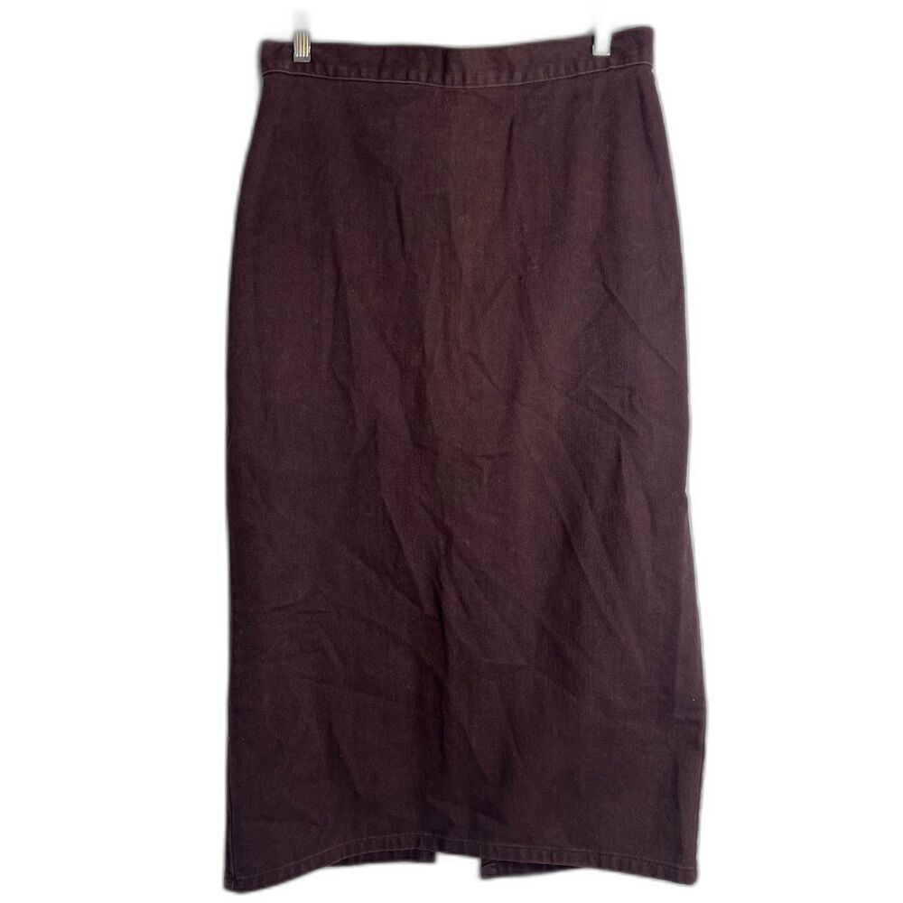 Honors Vintage 100% Cotton‎ Brown Denim Like Maxi Length Aline Skirt Sz 12